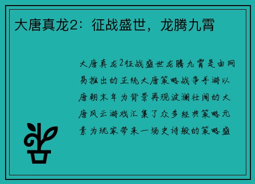 大唐真龙2：征战盛世，龙腾九霄